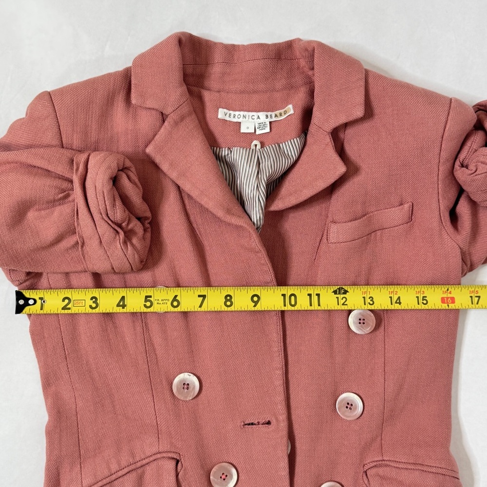 Veronica Beard Blazer Odile Dickey Pink Jacket Rosewood Double Breasted SZ 0 - Picture 13 of 16